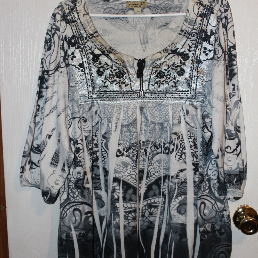 💗One World, 3X, 3/4 sleved shirt